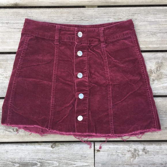 Button-up Distressed Hem Mini Skirt - Picture 1 of 5